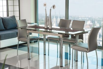 Tables from metal and glass