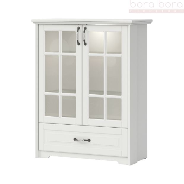 Display Cabinet in Ivory & Polar Pine 