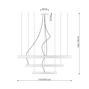 Полилей RIO 3 55/78/110 бял LED 3000K