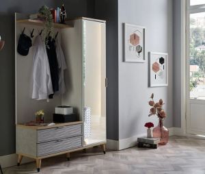 Coat rack with mirror, drawer, shelf and door № 202 224