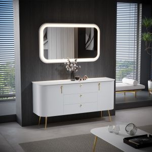 Dining Room Cabinet White Matt and Gold