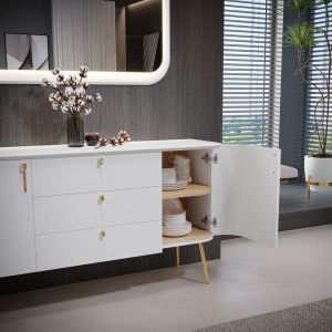 Dining Room Cabinet White Matt and Gold