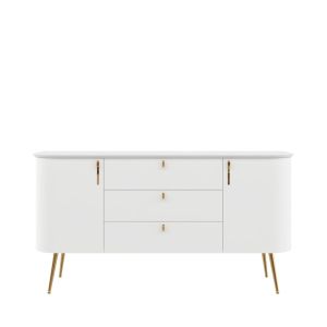 Dining Room Cabinet White Matt and Gold