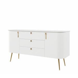 Dining Room Cabinet White Matt and Gold