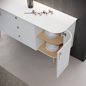 Dining Room Cabinet White Matt and Gold