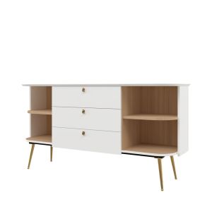 Dining Room Cabinet White Matt and Gold