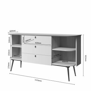 Dining Room Cabinet White Matt and Gold