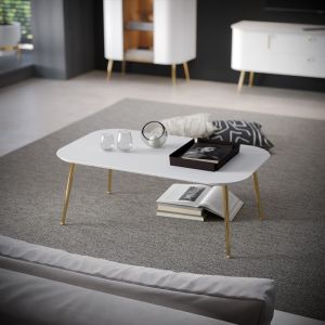 Coffee Table White Matt and Gold