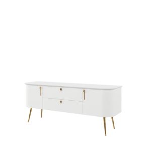 TV Unit White Matt and Gold