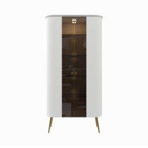 Display Cabinet White Matt and Gold