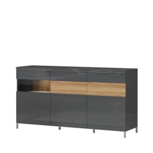 Contemporary Dining Room Cabinet in Anthracite & Pacific Walnut 