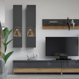 Contemporary Slim Wall Cabinet in Anthracite