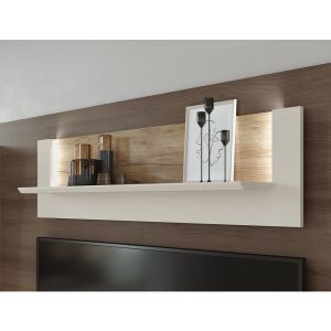 Stylish Wall Shelf in Cashmere & Tobacco Oak