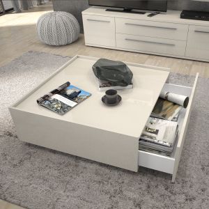 Modern Square Coffee Table in Beige or White