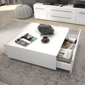 Modern Square Coffee Table in Beige or White
