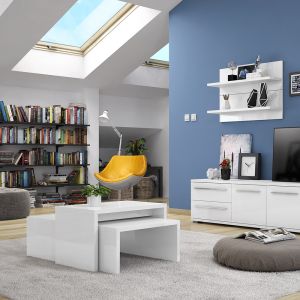 Modern Nesting Coffee Table in Beige or White