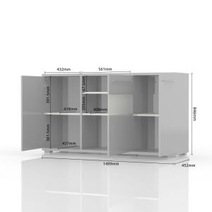 Modern Dining Room Cabinet with Glazed Storage in Beige or White