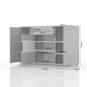 Modern Dining Room Cabinet with Glazed Storage in Beige or White