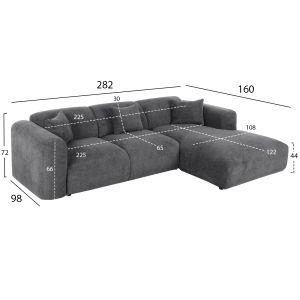 Large Corner Sofa, Anthracite